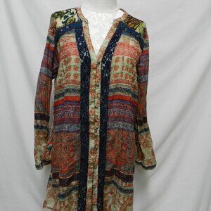 Soft Surroundings Boho patchwork button dress velvet lace Size Sz X-Large XL